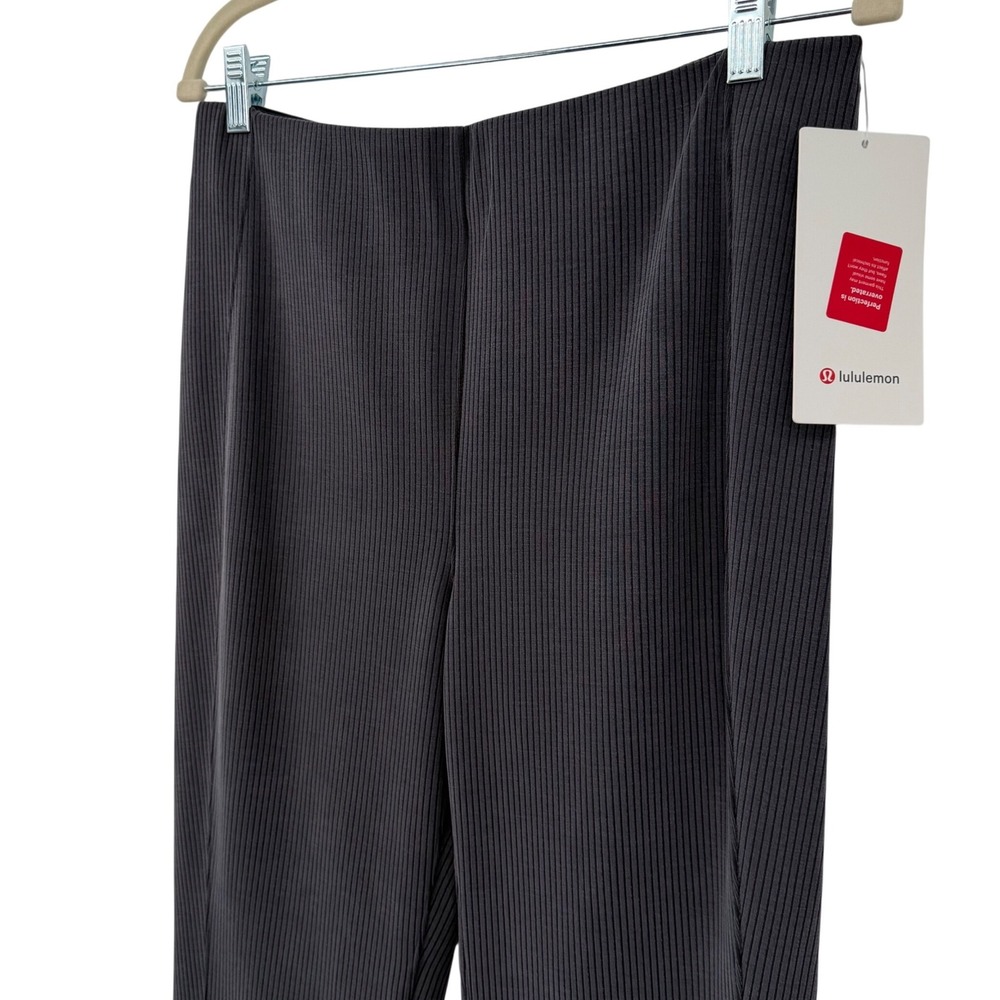 Lululemon Ribbed Softstreme Zip-Leg HR Crop 25" Women 12 Black High Rise Pant